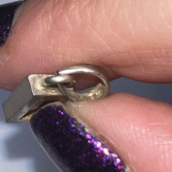 Sterling Silver Small Champagne CZ Rectangular Charm - Picture 5 of 5